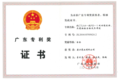 广东专利奖证书